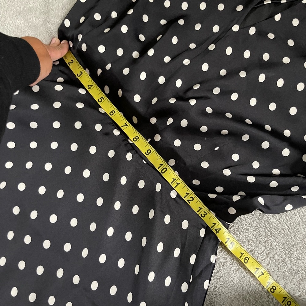 EUC Unique Vintage black with white polka dot dress size L - Picture 6 of 10